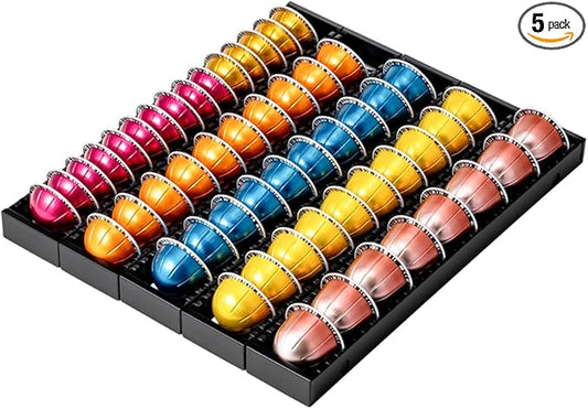 FlagShip Vertuo Pod Drawer Insert for Counter,Nespresso Pod Holder DIY Magnetic Connect Black Metal(5 Packs)