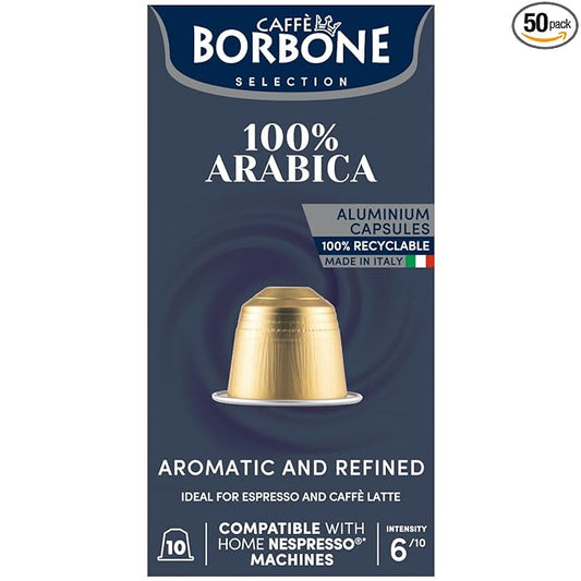 Caffè Borbone 100% Arabica Aluminum Capsules Compatible with Nespresso Original Machines, Medium Roast, 50 Count
