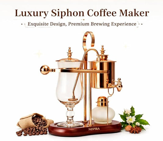 Nispira Belgium Royal Family Balance Syphon Unique Gravity Vintage Coffee Maker Vacuum Brewing System Copper 500 ml