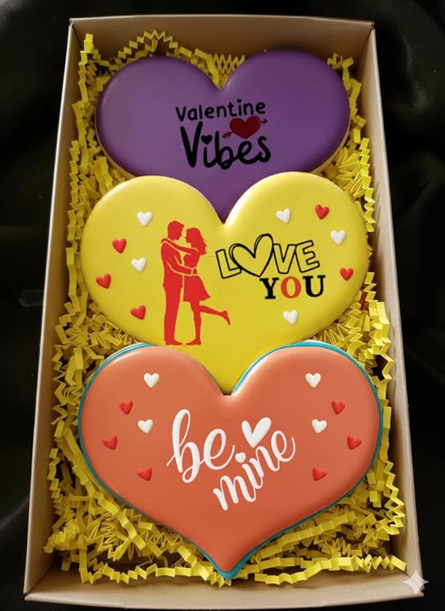 Happy Valentine's Day Cookie Stencils Decorations Set, 12-Pack Reusable Valentine's Day Heart Love Designs for Baking Decoration Tools for Cookies, Royal Icing, Cakes, Coffee & Crafts