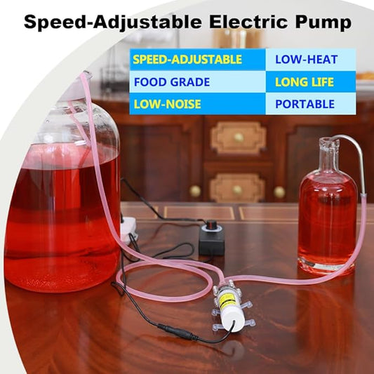 Food Grade Auto Siphon Self Priming Electric Pump for Bottling Home brew Wine,Beer and Kombucha,Water Transfer Pump Kit 100-240V With Speed Adjustable for Ice Maker Coffee Machine Water Cooling,2L/Min
