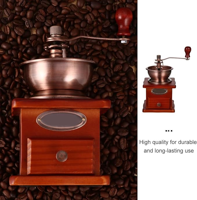RUNROTOO Manual Coffee Grinder Hand Bean Grinder Premium Wood, Ceramic Core, and Iron Handle for Large Capacity and Travel