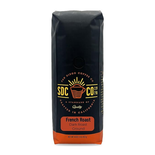 San Diego Coffee French Roast, Dark Roast, Ground Coffee, 16-Ounce Bag Café molido tostado