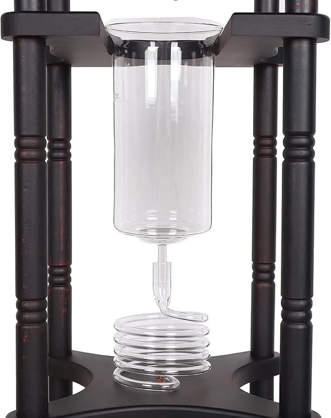 KIOMGLE Cold Drip Coffee Maker, 2L Large Capacity Cold Brew Coffee Tower Wood Straight Frame Slow Drip Cold Brew Maker Ice Cold Brew Dripper Coffee Maker for Home Coffee Shop bars clubs parties