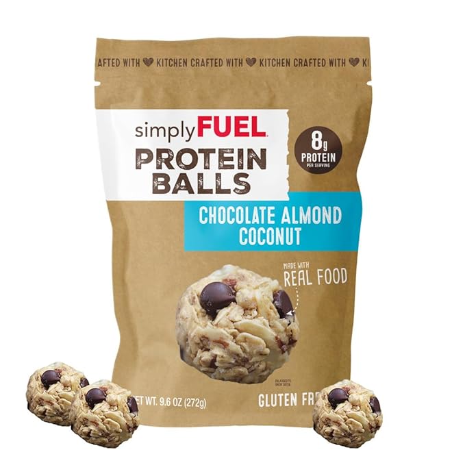 simplyFUEL Whole-Food Protein Balls (Chocolate Almond Coconut), 8 g High-Protein, Gluten-Free, Healthy Snack for Adults & Kids, 9.6 oz