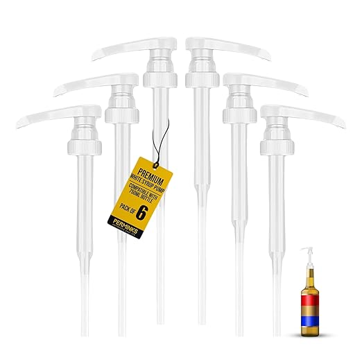 Syrup Pumps- Compatible with Torani and Davinci Bottles (25.4 oz-750ml) (Set of 6, White)