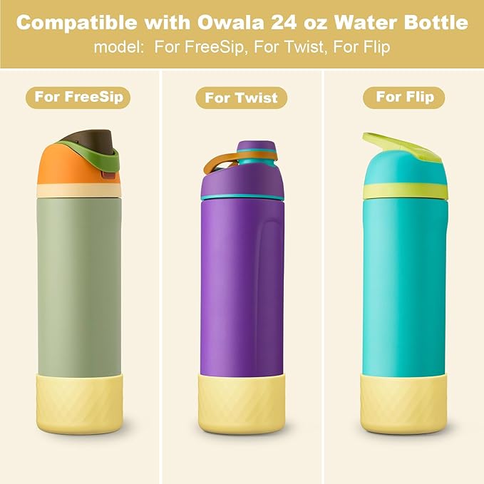 Silicone Boot for Owala Water Bottle 24 oz 32 oz 40 oz, Anti-Slip Protective Sleeve for FreeSip/Twist/Flip Stainless Steel Water Bottles Accessories