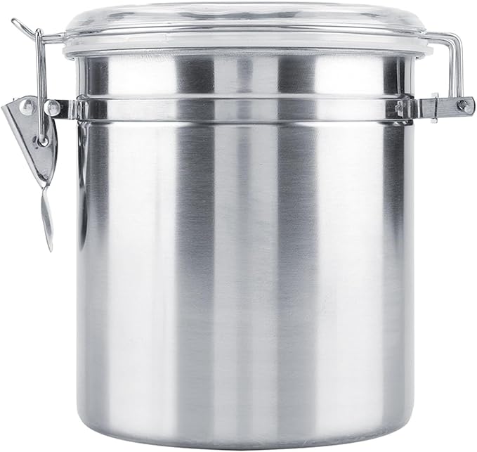 Cocoarm Stainless Steel Coffee Canister, Airtight Vacuum Sealed Storage Container with Clamp Lid, Large, for Coffee Bean Tea Sugar