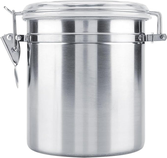 Cocoarm Stainless Steel Coffee Canister, Airtight Vacuum Sealed Storage Container with Clamp Lid, Large, for Coffee Bean Tea Sugar