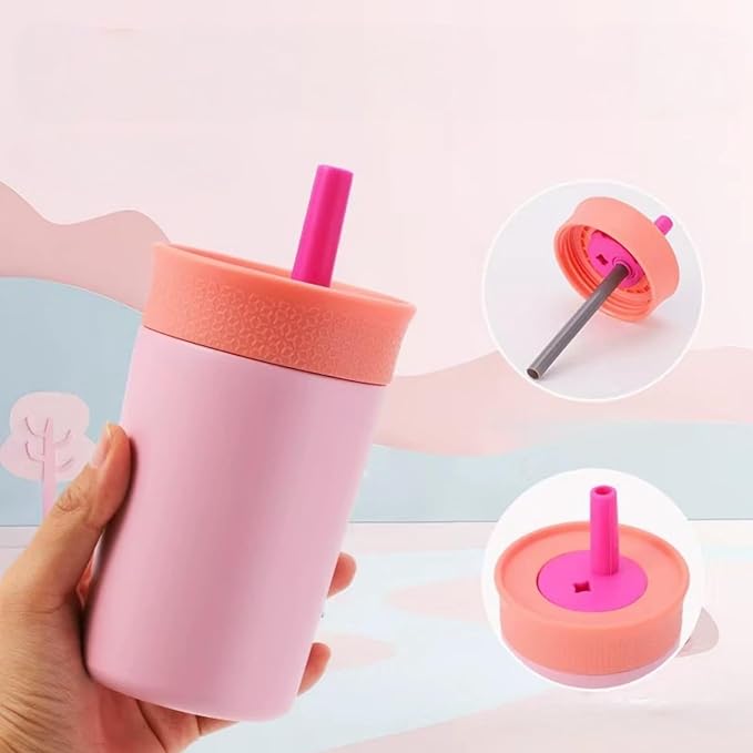 Tumbler Lid Replacement Compatible for Owala Kids Insulation 15oz and 12oz,Removable Tumbler Lid Accessories Compatible with Owala Kids Insulation Stainless Steel Tumbler (Black)