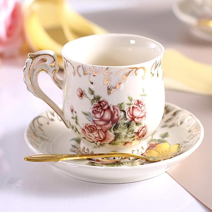 Stainless Steel Tableware Creative Flower Coffee, Sugar, Stir, Mix, Stir Bar, Tea, Cake, Sugar, Dessert Ice Cream Spoon Set of 8, Gold