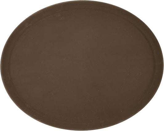 Winco 26" x 22" Premium Fiberglass Tray, Non-slip, Brown, Oval