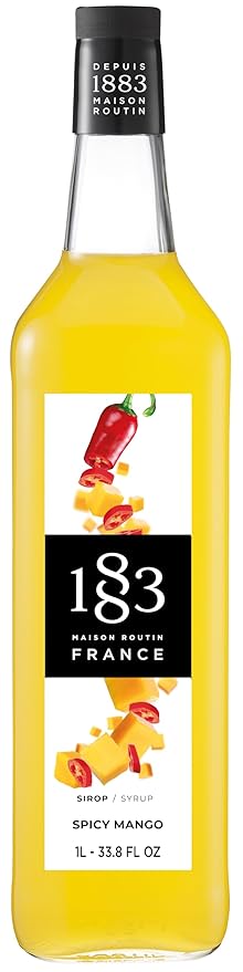 1883 Spicy Mango Syrup for Drinks, Made in France, 1 Liter Glass Bottle