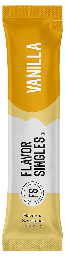 Flavor Singles Vanilla Powdered Sweetener Packets for Coffee & Tea, Travel Ready Single-Serve Syrup Alternative, 30 Count (Pack of 1)