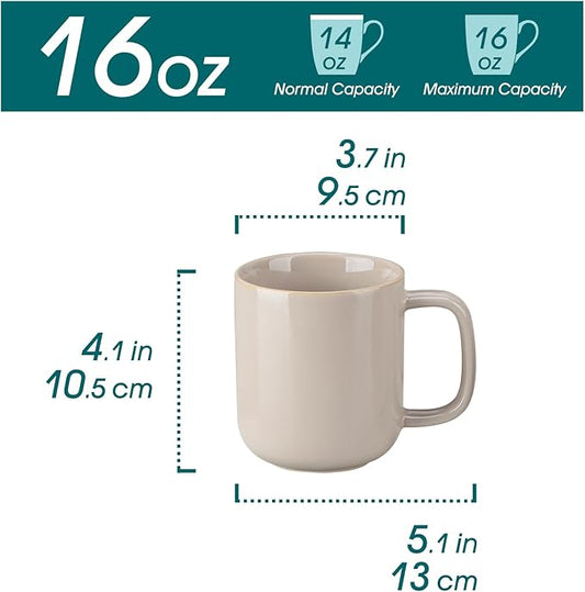 vancasso 16 oz Coffee Mugs Set of 6, Large Ceramic Mug with Handle, Unique Glaze Coffee Cups for Latte, Cappuccino & Hot Cocoa, Dishwasher & Microwave Safe, Gray, Series PLAYA
