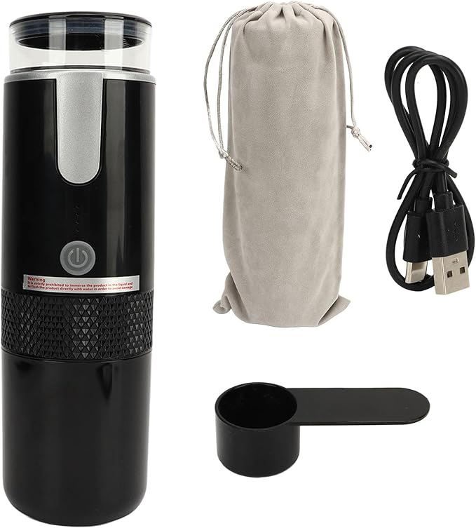 Luocute Portable Coffee Maker, Handheld Espresso Machine with 1200mAh Battery and Type C Cable, Compatible with Capsules and Ground Coffee, for Travel Camping Hiking