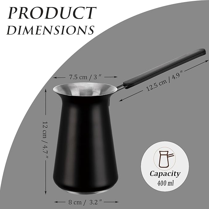 UNISWEET Turkish Coffee Pot - Coffee Maker, Briki Greek Turkish Pot, Arabic Tea Pot, Cezve/Ibrik Coffee Pot for Stovetop(400 ml,Serves 5)