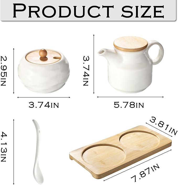 Ceramic Sugar and Creamer Set,12oz Cream Pitcher and 7.5oz Sugar Bowl with Lid,Coffee Serving Set for Cream and Sugar Spices, Condiments (2, Large)