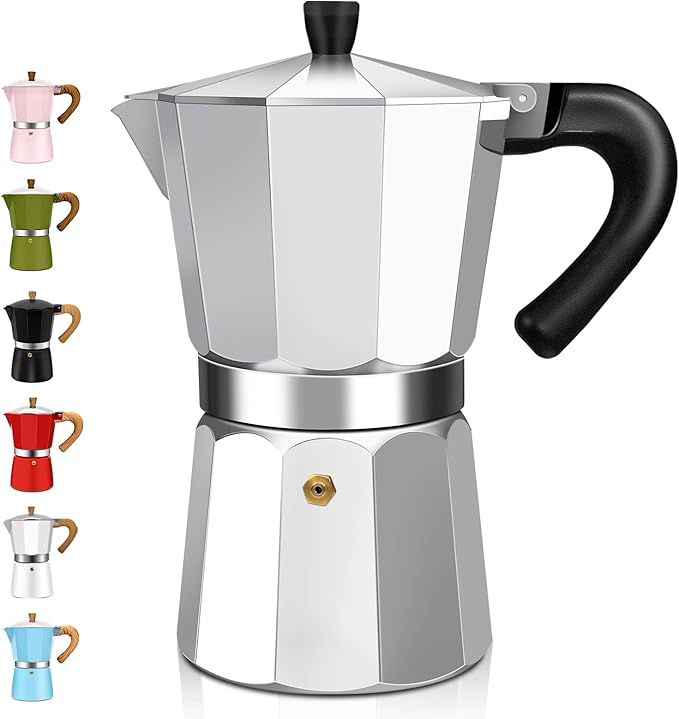 DITOSH 3 Cup Aluminum Espresso Stovetop Moka Pot Express Coffee Maker Percolator Italian Classic Mocha Coffee Machine for Italian and Cuban Cafe Brewing for Home & Camping 150ml 5oz