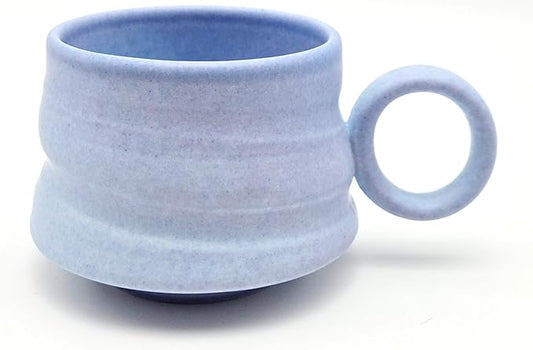 Handmade Ceramic Coffee Mug, 8.5 oz Rustic Stoneware Tea Cup, Microwave and Dishwasher Safe(Azure)