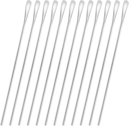 12-Pack 10.0" / 25.8cm Stainless Steel Long Handle Stirring & Mixing Spoon – Reusable Bar Tool for Coffee, Tea, Iced Drinks & Cocktails