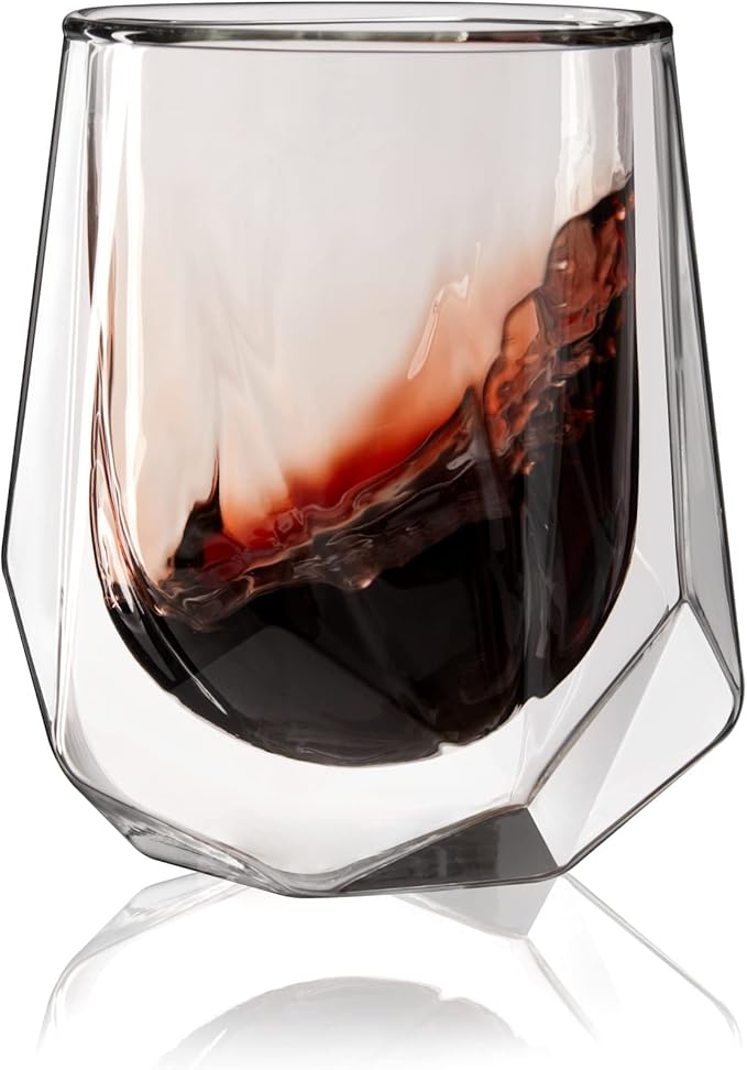 Viski Alchemi Aerating Wine Glass, Double Walled Tasting Tumbler for Red Wine, Enhances Aroma & Flavor, Elegant Modern Glassware, Home Bar Essentials, 8 oz, Set of 1