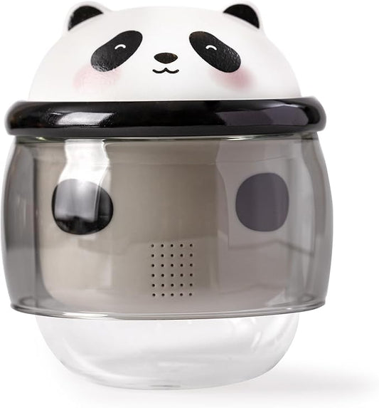 Panda Tea Cup with Infuser and Lid 10oz - Double-Wall Glass Mug with Ceramic Components, Cute Animal Design Loose Leaf Tea Gift for Birthday & Anniversary