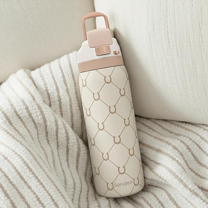Horse Lover Insulated Stainless Steel Water Bottle with Straw for Sports and Travel, 32oz, Gifts for Women Girls Friends Teens Birthday Christmas (Brown)