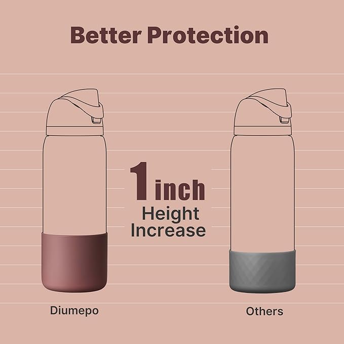 Silicone Water Bottle Boot for Owala 32 oz, Anti-Slip Protective Sleeve for Owala Twist & FreeSip & Flip Stainless Steel Water Bottle, Boot Bottom Base for Owala (Reddish Brown)