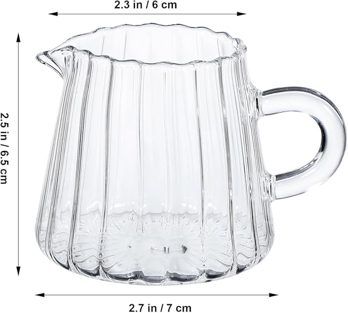 Glass Milk Frothing Pitcher 12Oz Clear Creamer Jug for Coffee Tea Syrup Serving Home Restaurant Use