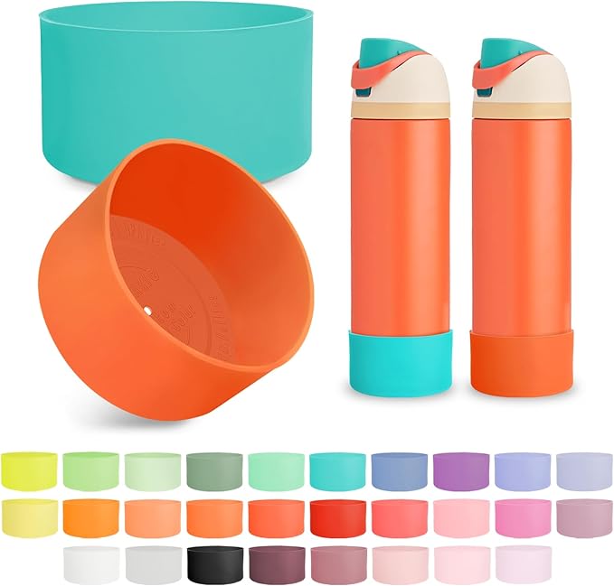 2PCS Silicone Boot for Owala 24oz FreeSip Water Bottle, Anti-Slip Scratch-Resistant Bottom Sleeve, Protective Sports Bottles Accessories, BPA-Free