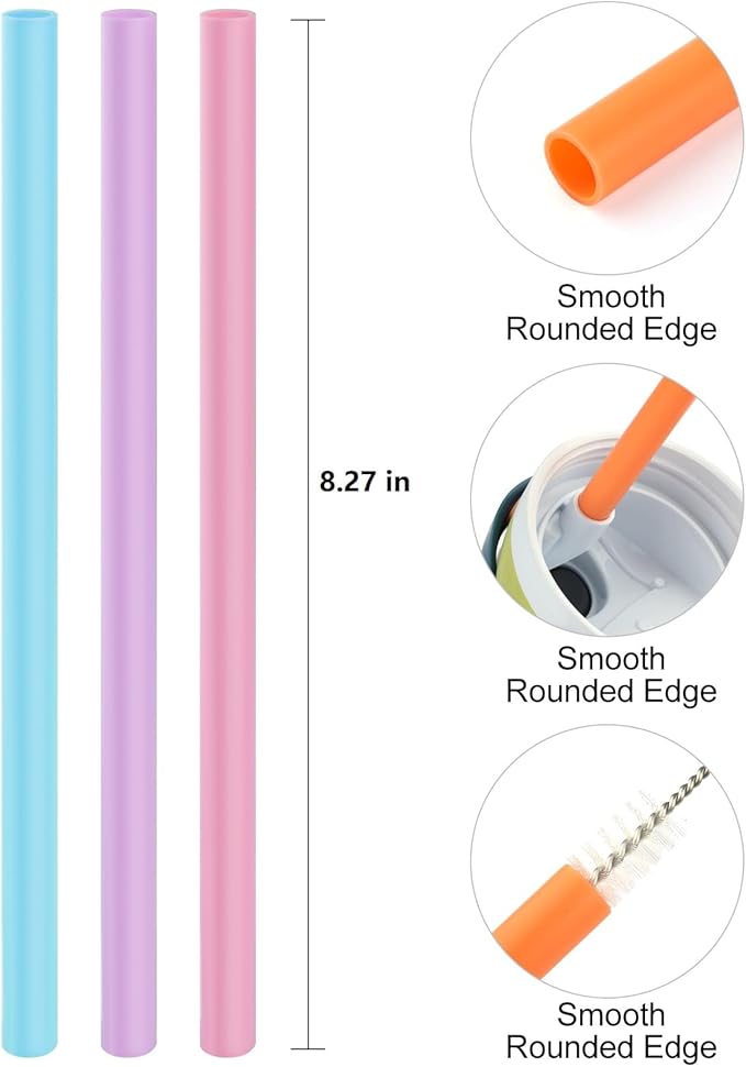 Straws Replacement Compatible with Owala Freepsip 24oz,32oz Water Bottle,Replacement Parts For Owala Free Sip Sway 30 oz,Include 6 BPA-FREE Straws and 1 Cleaning Brush