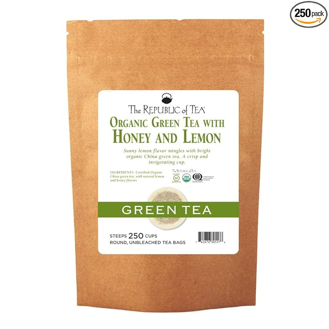 The Republic of Tea – Green Tea with Lemon and Honey Tea Bags, Low Caffeine, 250 Servings