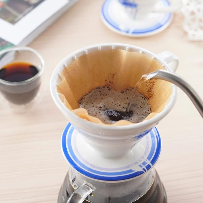 BLUE BREW Ceramic Pour Over Coffee Dripper, Size 01 Cone Coffee Maker (1-2 Cups), Manual Brew Maker, Dishwasher Safe, Portable Slow Brewing Accessories for Home, Travel, Camping, and Office (BB1001)