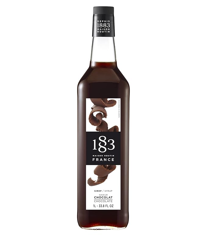 1883 Coffee Syrup, Chocolate Syrup for Drinks, Made in France, 1 Liter Glass Bottle