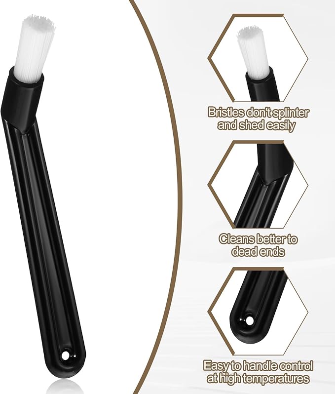 6" Nylon Head Espresso Brush, 2 PCS Espresso Cleaning Brush Coffee Cleaning Brushes, Bent Head Anti-Scalding Black Coffee Grinder Brushes for Espressos Machine, Grinders Tools