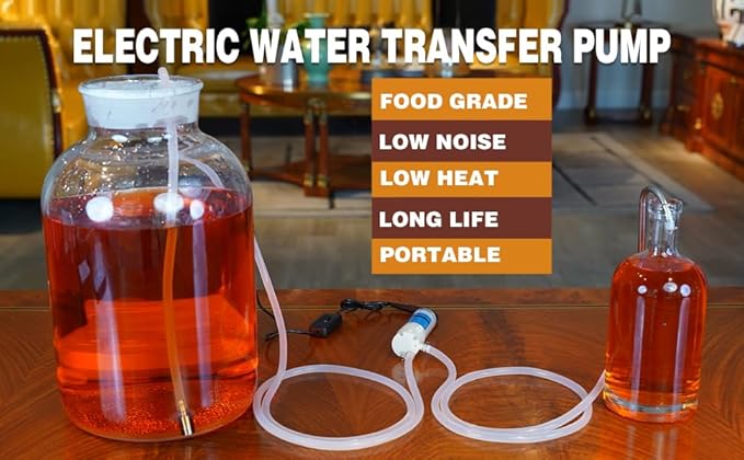 Food Grade Electric Water Transfer Pump 100-240V for Ice Maker,Coffee Machine and Water Cooling,Auto Siphon Small Self Priming Pump for Bottling Wine,Beer and Kombucha,2L/Min,Low Noise
