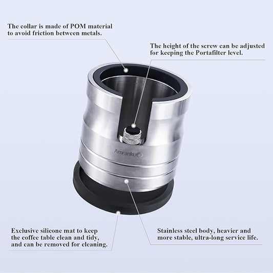 Portafilter Holder Crafted from Solid 304 Stainless Steel | Espresso Tamping Station with Stable and Efficient Puck Preparation | Non-Slip Base | Ideal for 54mm Espresso Machines Portafilter