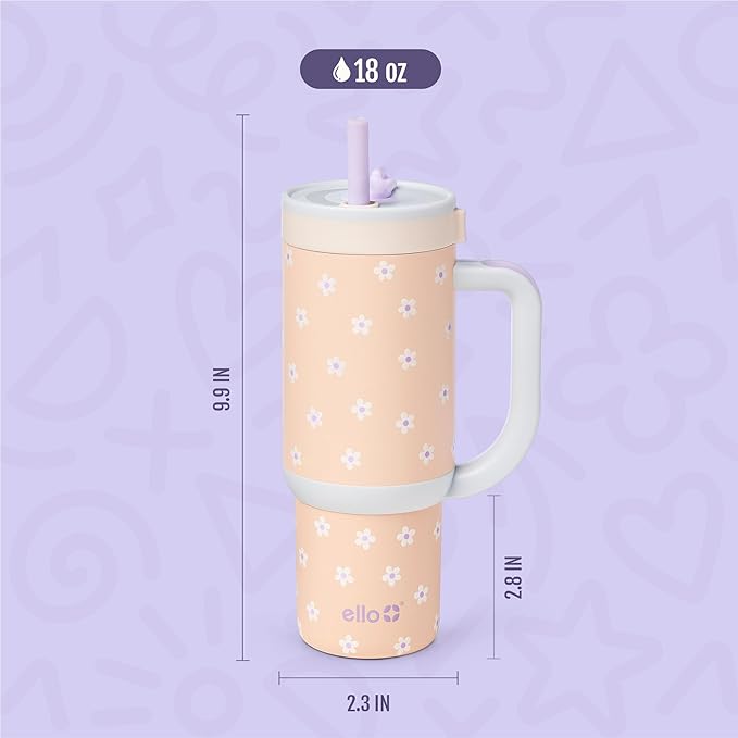 Ello Oasis 18oz Stainless Steel Tumbler - Orange Daisies