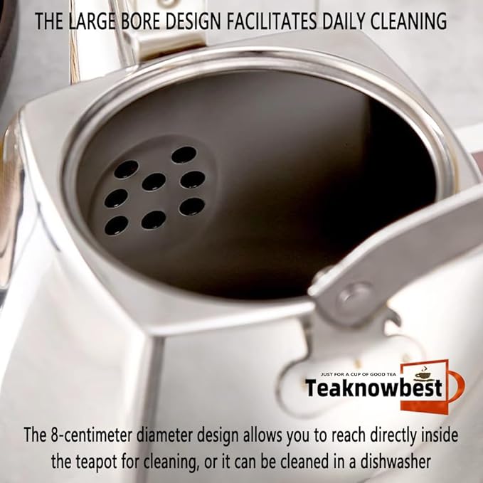 Stainless Steel Teapot with Infuser, Loose Leaf Tea Pot 68oz, Stovetop Safe Tea Kettle, Dishwasher Safe (2000ml)