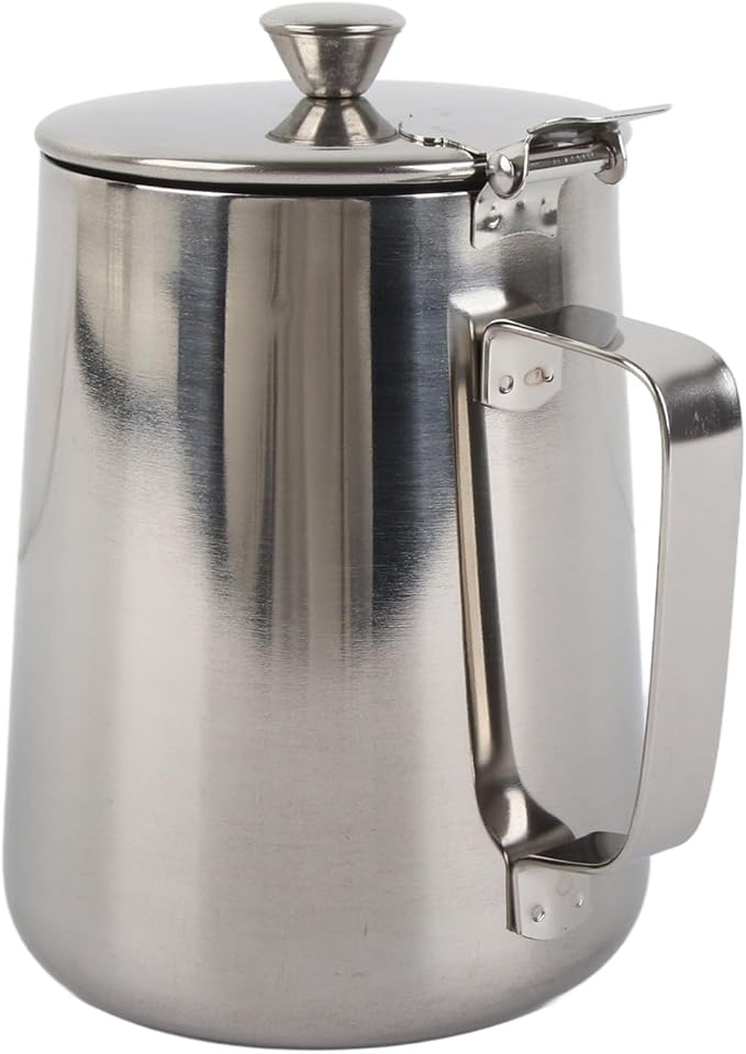 Espresso Steaming Pitcher, Stainless Steel Frothing Pitcher Milk Frothing Pitcher Jug with Lid Latte Coffee Art Tool (1000ml)