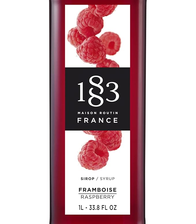 1883 Raspberry Syrup for Drinks, Made in France, 1 Liter Glass Bottle