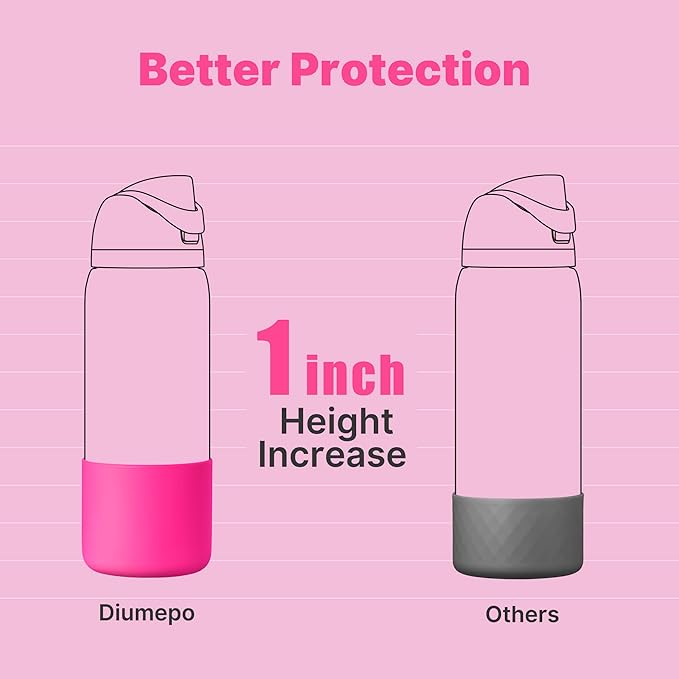 Silicone Water Bottle Boot for Owala 32oz, Anti-Slip Protective Sleeve for Owala Twist & FreeSip & Flip Stainless Steel Water Bottle, Boot Bottom Base for Owala (Rose Red)