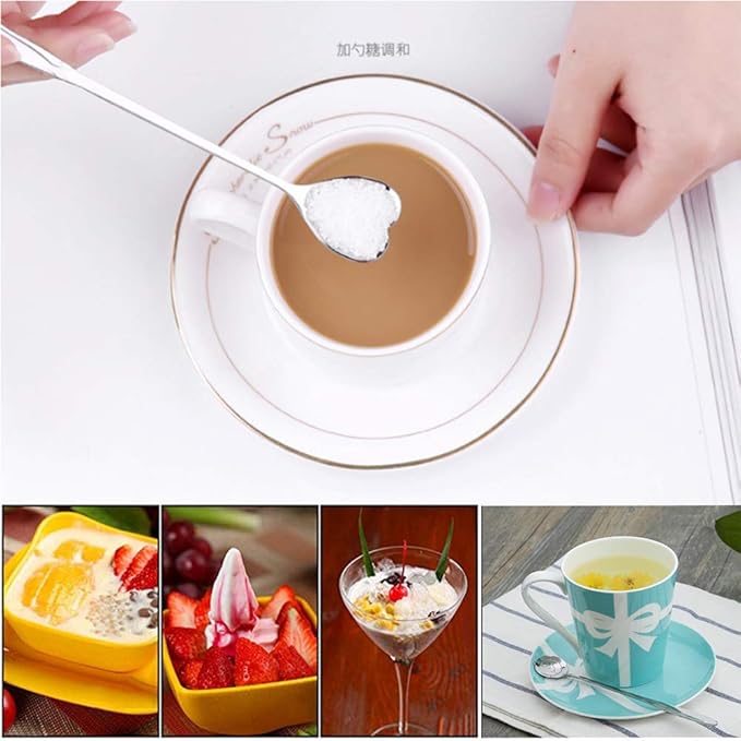 Stainless Steel Creative Long Handle Spoon Set - Mixing, Tea, Cake, Sugar, Dessert, Ice Cream, Cocktail Stirring, Coffee, Milkshake, Cold Drink - 4 Pieces
