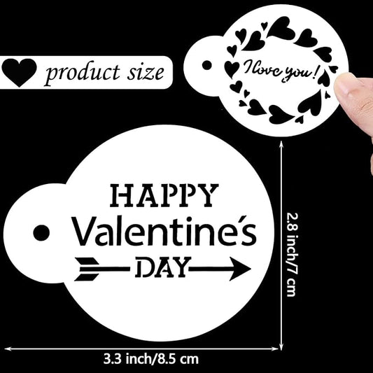 Outus 30 Pcs Valentines Cake Stencils Reusable Valentine Cookie Stencils Templates Decoration Coffee Dessert Baking Painting Mold Tools DIY Heart Cardmaking for Valentine's Day Party Supplies
