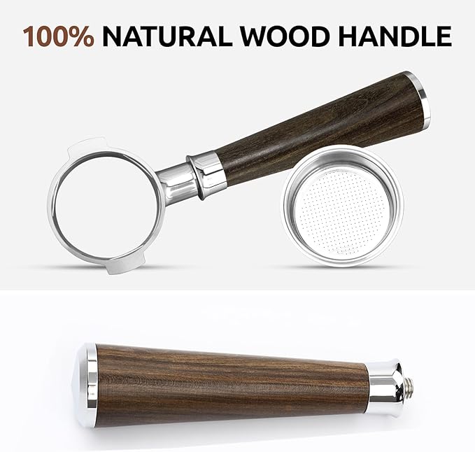 58mm Bottomless Portafilter for Breville Oracle & Dual Boiler (BES920XL, BES980XL, BES990BSS) - Naked Portafilter with 58mm Filter Basket & Real Black Rosewood Handle - Not for 54mm Series
