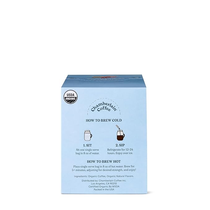 Chamberlain Coffee Flavored Variety Box – 10 Single Serve Bags w/Different Flavors for Cold Brew or Iced Drinks - Ideal for Summer Use, at Home, Camping, or Travel - Coffee Gift Set for Any Occasion