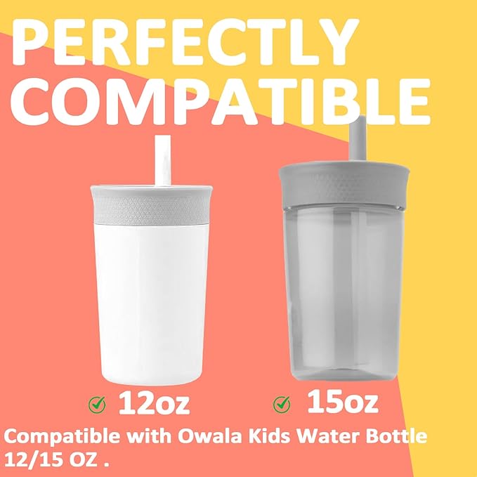 6 Packs Silicone Replacement Straw for Owala Kids Water Bottle & Tumbler, Reusable Food Grade Straw, BPA-Free Water Bottle Replacement Parts (Green)