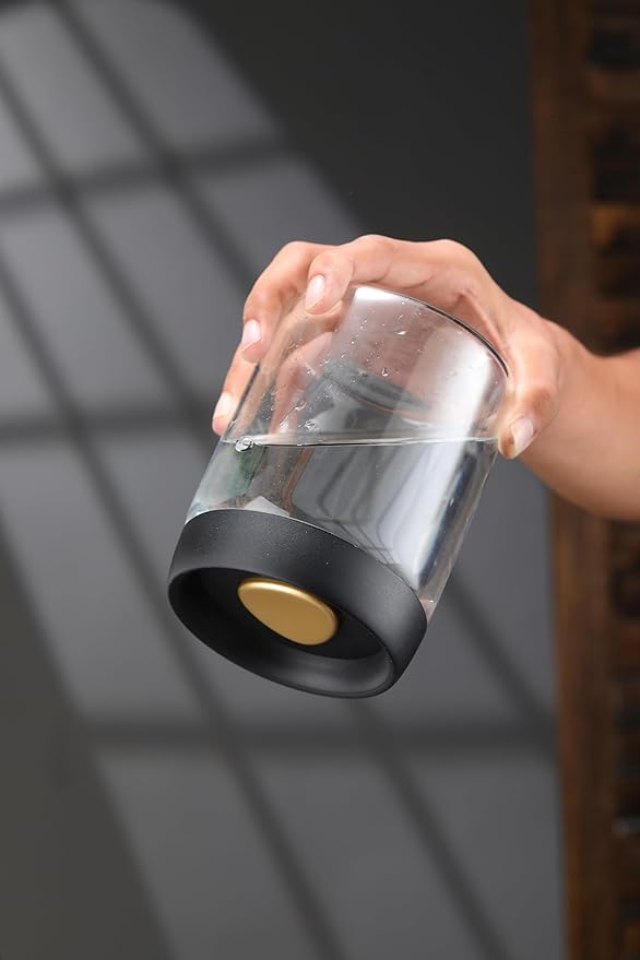 LOEZ Coffee Bean Storage Container Airtight, Lid Sealed with Press-Down Vacuum, Borosilicate Glass Coffee Canister for Ground Coffee, Tea, Beans, Spices (2 x Small - Clear)