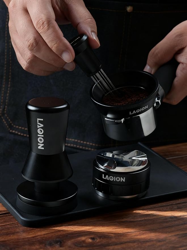 LAOION Espresso Tamping Mat, 8 * 6 Inch Black Silicone Coffee Tamper Mat, Waterproof and Heat Resistant Espresso Tamping Station For Countertop, Espresso Machine Accessories For Baristas